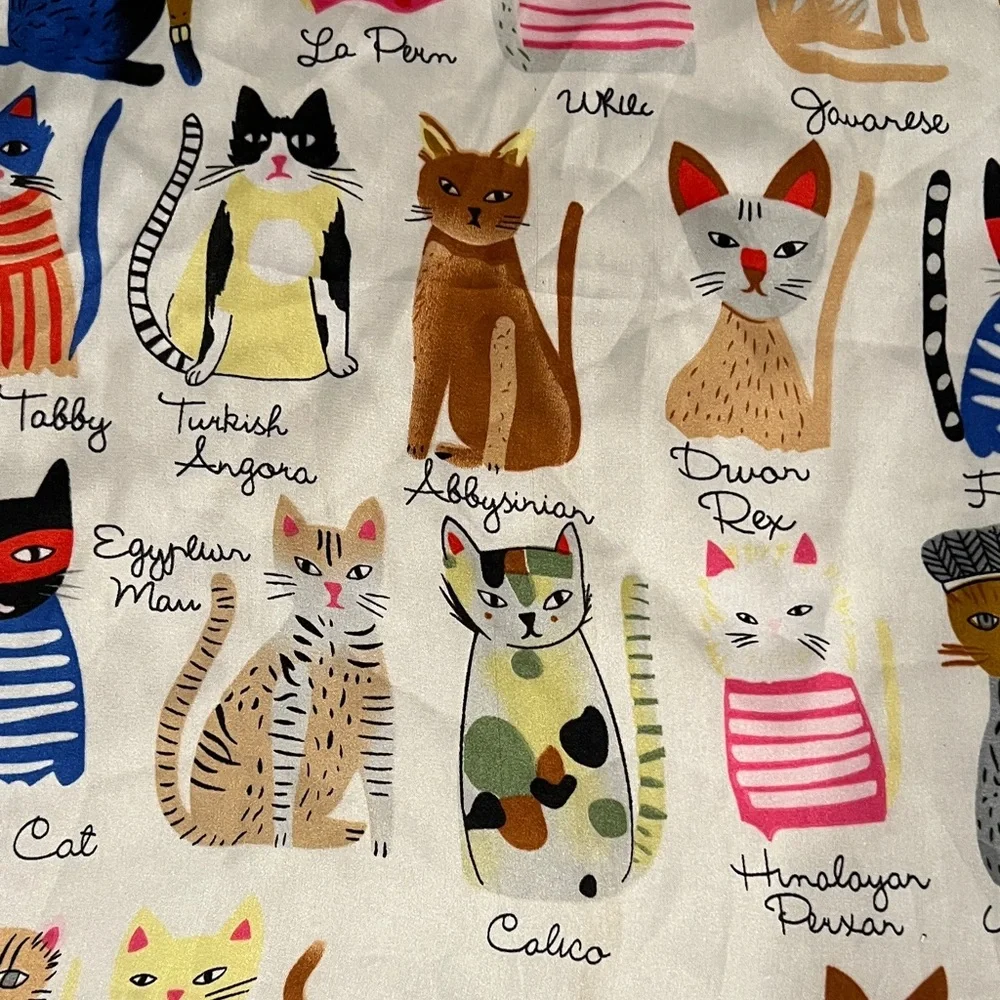 Colorful Cat Pattern scarf . Feels like silk. 35x35